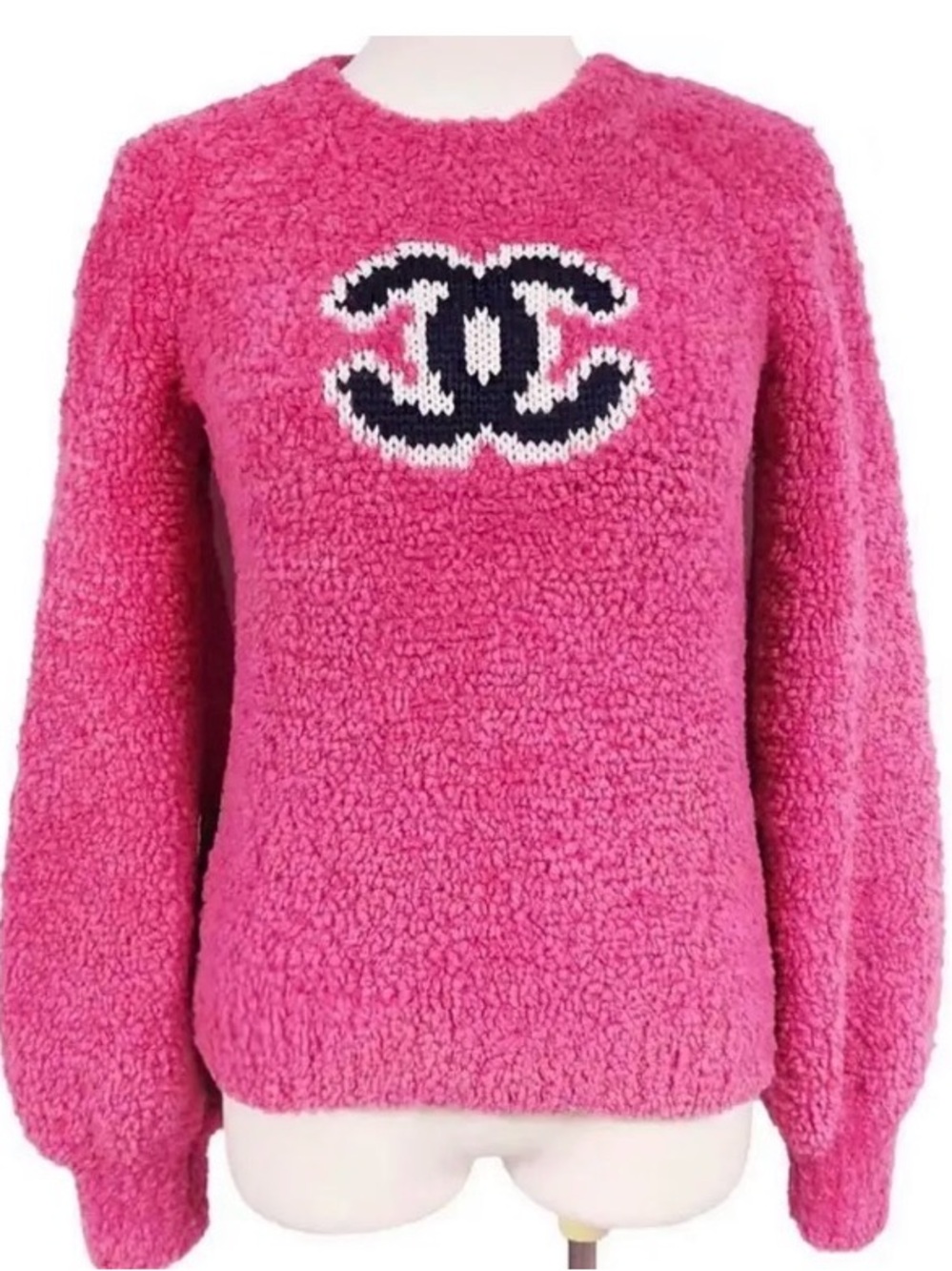 Women Wool Pink Logo Crewneck Sweater